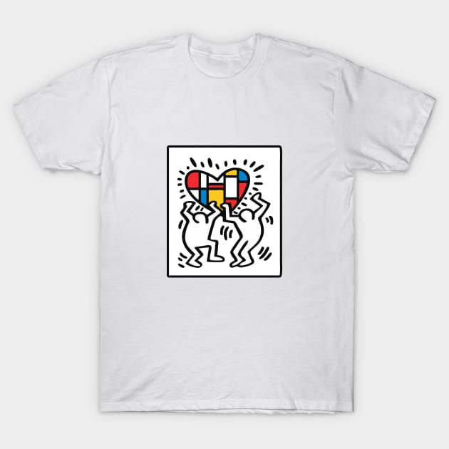 Keith lovers haring outline and Mondrian Pop Art T-Shirt by by fend